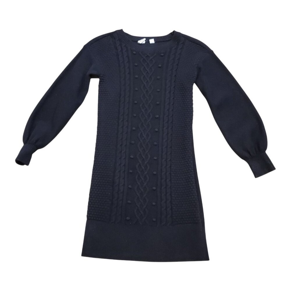GAP KIDS SZ M (8-9) Girl's 100% Cotton Cable Knit Sweater Dress in Black
